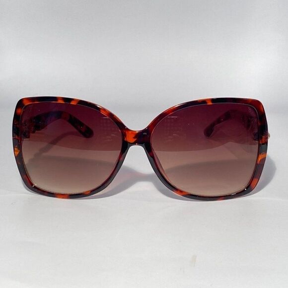 Oversize Tortoise Sunglasses With Silver Detail on Arm New - Picture 3 of 15